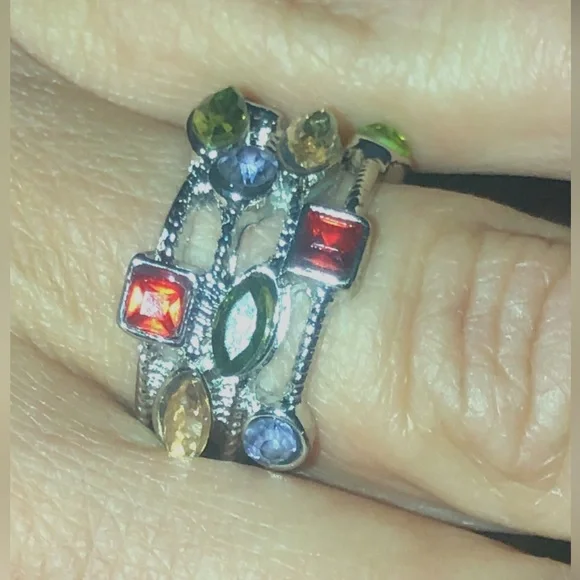 Multicolored Sterling Silver Ring size 7 - Picture 3 of 6